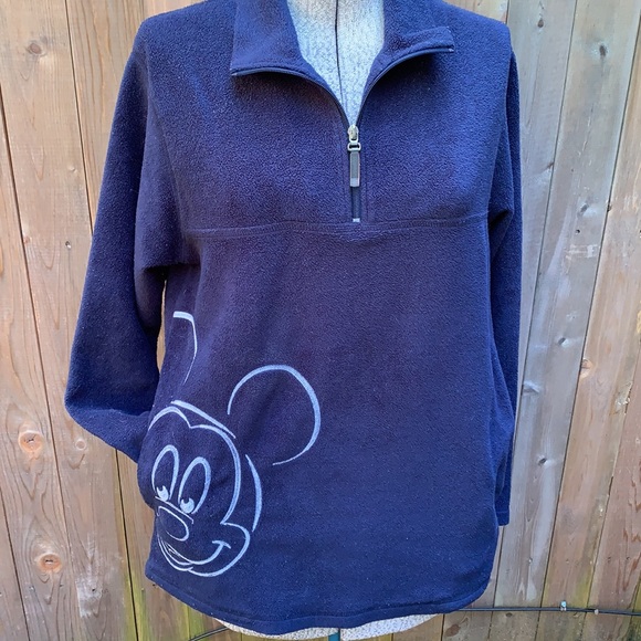 DISNEY 1/4 zip long sleeve fleece pullover with Mickey - Picture 3 of 5